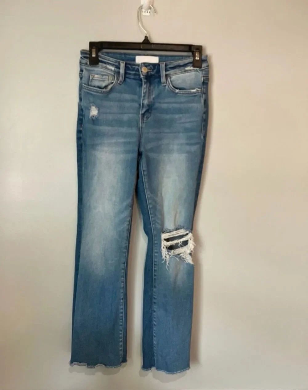 Vervet high rise straight leg distressed jeans Raw hem size 25 #1100